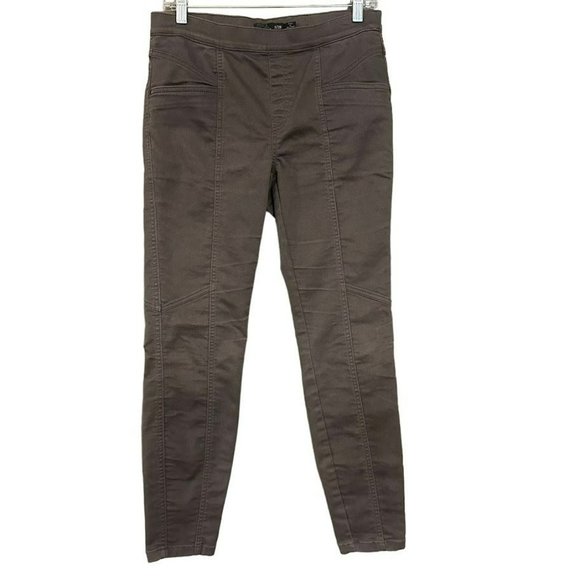 Prana Gray Brown Stretch Skinny Leg Pull On Hiking Outdoor Pants Womens 8 /‎ 29 - Picture 1 of 5